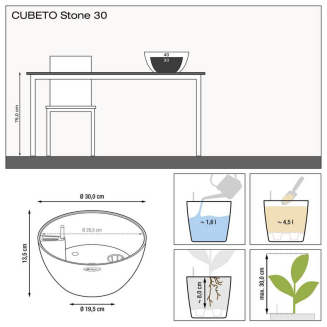  Lechuza Cubeto Stone flowerpot 30 graphite black - 5