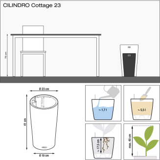  Lechuza flowerpot Cilindro Cottage 23 | 32 graphite black - 2
