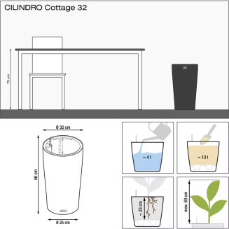  Lechuza flowerpot Cilindro Cottage 23 | 32 graphite black - 3
