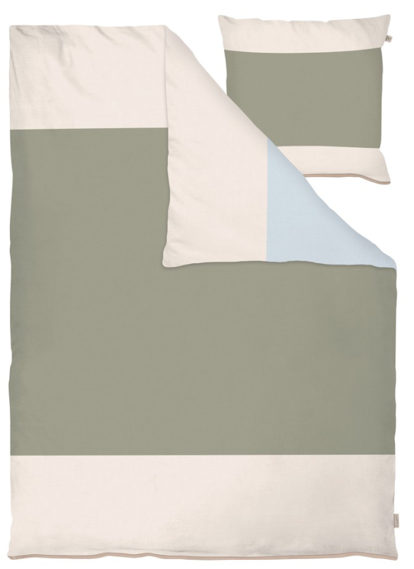 Pościel Mette Ditmer COLORE Olive Green & Light Blue 140×220 cm