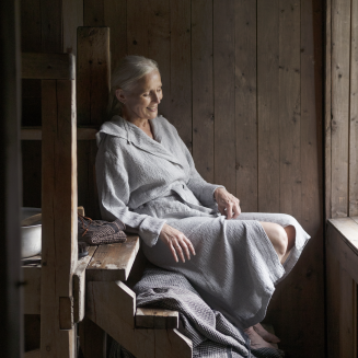  Lapuan Kankurit Terva bathrobe with hood white-gray M - 3