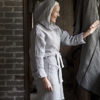  Lapuan Kankurit Terva bathrobe with hood white-gray M - 5