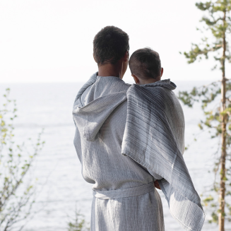  Lapuan Kankurit Terva bathrobe with hood white-gray M - 7