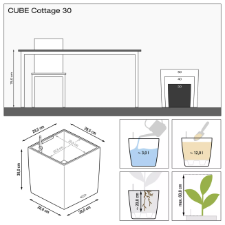  Lechuza Cube Cottage 30 planter | 40 | 50 granite - 6