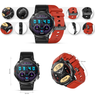Smartwatch Gravity GT21-6 + Czerwony Pasek Silikonowy - 11