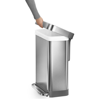  Simplehuman Liner Pocket 45l white steel basket with a pocket for bags - 6