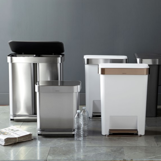  Simplehuman Liner Pocket 45l white steel basket with a pocket for bags - 9