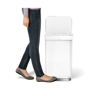  Simplehuman Liner Pocket 45l white steel basket with a pocket for bags - 2