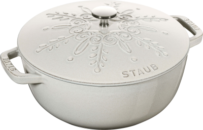  Round snowflake cast iron pot Staub - White, 3.6 ltr