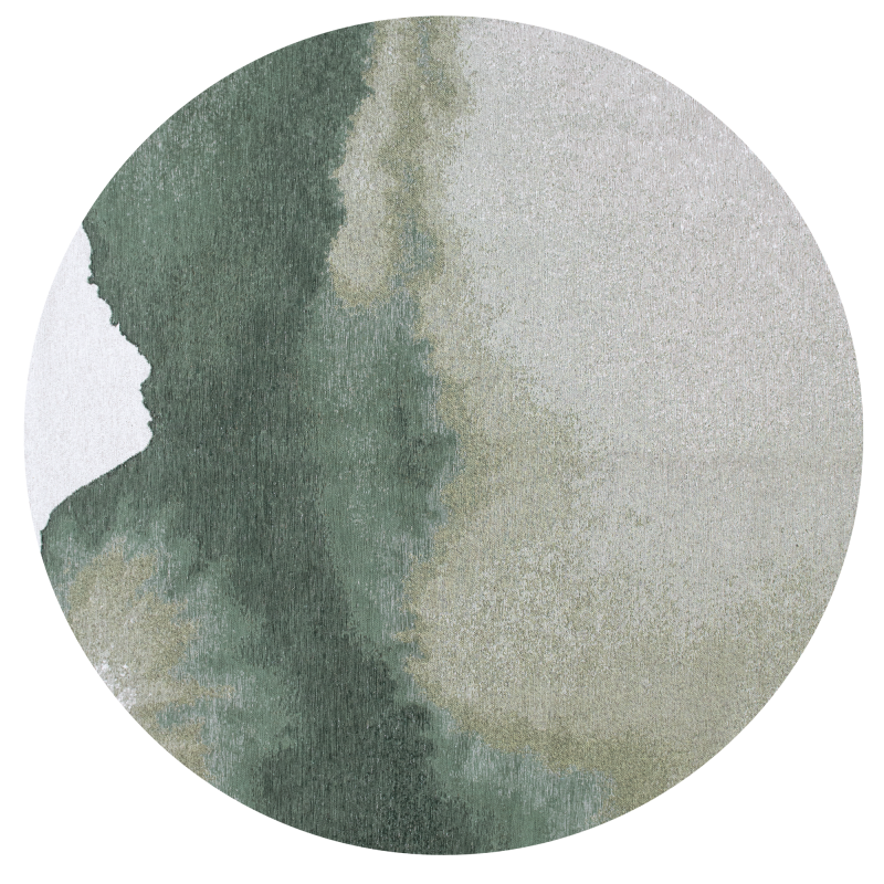  Louis de Poortere Meditation Lagoon Palm Green round rug