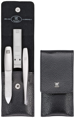  Zwilling Twinox manicure set, black leather case, 3 pieces