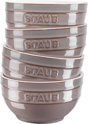  Set of 4 Staub round bowls - 12 cm, Antique gray