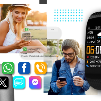 Smartwatch GIEWONT Czarno Niebieski 2 Paski GW200-7 - 8