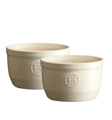 Set of two Emile Henry N°10 cream ramekin baking bowls