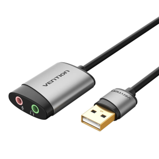 Zewnętrzna karta dźwiękowa USB Vention CDKHB TRS 3.5mm 0,15m (szara) - 3