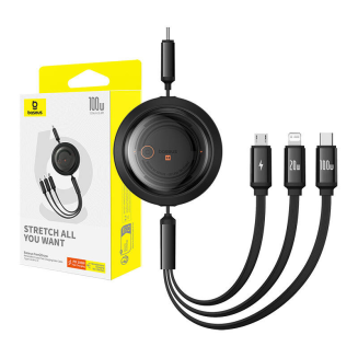 Kabel USB-C 3w1 Baseus Free2Draw USB-C/Lightning/Micro 100W, 1,1m (czarny) - 9