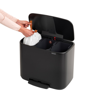Brabantia Bo waste bin 11+11+11l, matte black - 2
