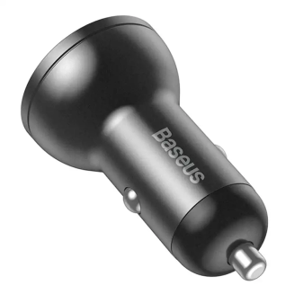 Ładowarka samochodowa Baseus z wyświetlaczem, 2x USB, 4,8A, 24W (szara) - 5
