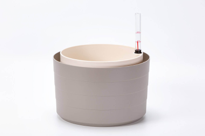 PLASTIA BERBERIS Donica samonawadniająca okrągła 26 cm jasnoszary