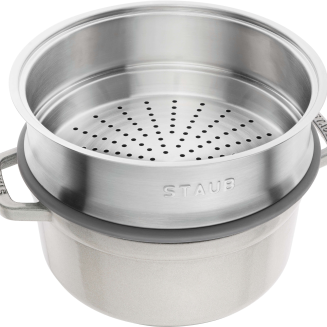  Round cast iron pot with Staub insert - 3.8 ltr, white truffle - 3