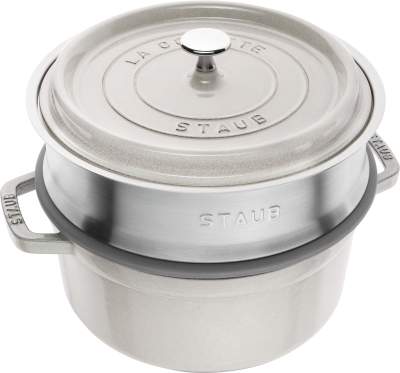  Round cast iron pot with Staub insert - 3.8 ltr, white truffle