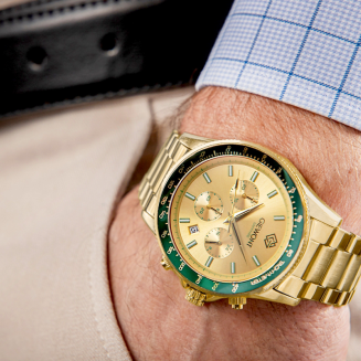 Zegarek Męski Giewont Chronograph Sapphire Złoto Zielony GW3520-B6 - 3