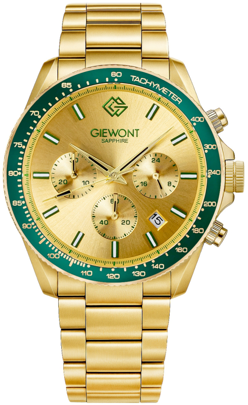 Zegarek Męski Giewont Chronograph Sapphire Złoto Zielony GW3520-B6