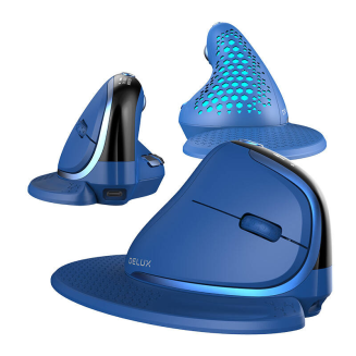 Bezprzewodowa mysz pionowa Delux M618XSD BT+2.4G RGB (niebieska) - 7