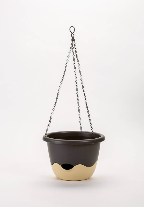 PLASTIA MARETA Donica samonawadniająca okrągła 25 cm szarobrązowo-beżowy