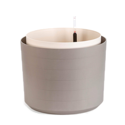 Duża donica samonawadniająca okrągła Plastia Berberis 55 cm jasnoszary