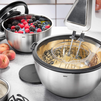  Set of 2 Gefu Muovo steel kitchen bowls with lids - 2