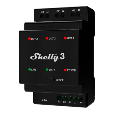 Przekaźnik SHELLY Pro 3 Wi-Fi/LAN 3-kanałowy DIN