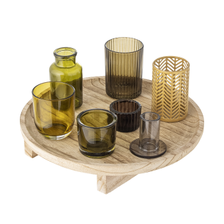 Set of 7 Bloomingville Sanga Nature candle holders with tray - 4