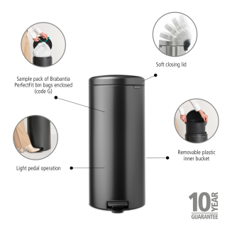 Kosz łazienkowy Brabantia NewIcon 30l Confident Grey - 11