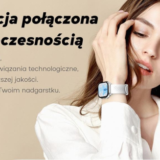 Smartwatch Damski GRAVITY GT15-11 Granatowy Pasek Silikonowy + Złota Bransoleta - 11