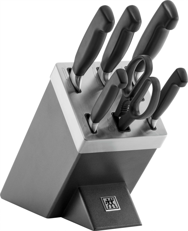  Set of 5 knives in a Zwilling Four Star self-sharpening block - Gray