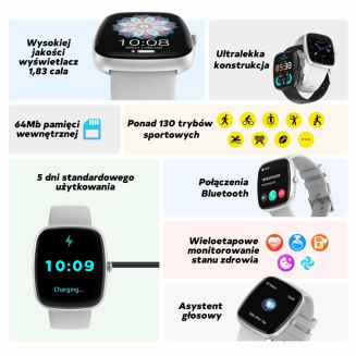 Smartwatch Damski GRAVITY GT18-3 Różowy Pasek Silikonowy + Granatowy Pasek - 12