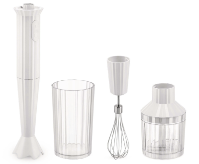 Alessi Plisse hand blender with accessories set, white