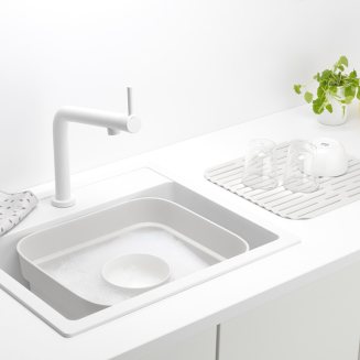 Brabantia Sink Side dishwashing container with drainer, light gray - 11
