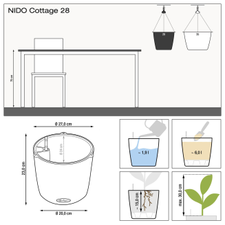 Lechuza Nido Cottage 28 planter light gray - 5