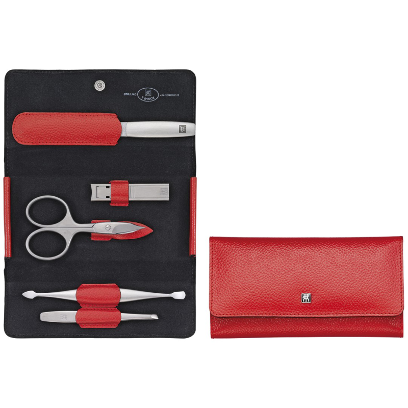  Zwilling Twinox travel set red leather case 5 pieces