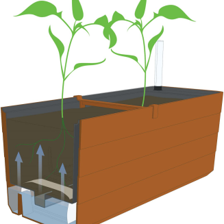 PLASTIA BERBERIS Donica samonawadniająca prostokątna 80x20 cm szaro-brązowy - 2
