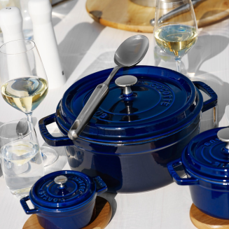  Staub round cast iron pot - Blue, 2.6 ltr - 2