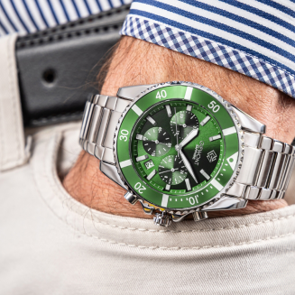 Zegarek Męski Giewont Chronograph Sapphire Srebrno Zielony GW3970-B8 - 3