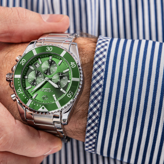 Zegarek Męski Giewont Chronograph Sapphire Srebrno Zielony GW3970-B8 - 4