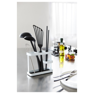 Yamazaki Tower kitchenware stand, white, wide - 2