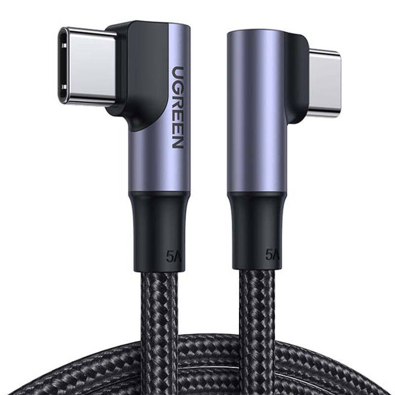 Kabel UGREEN US335 USB-C-USB-C 1m kątowy 100W (czarny)