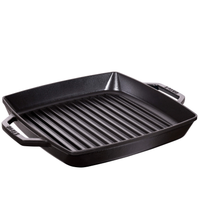  Staub square cast iron grill pan with two handles - 23 cm, Black