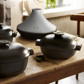  Emile Henry Delight tagine dish, 4l, black and white, induction - 5