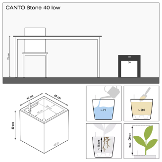  Lechuza Canto Stone 40 cube white quartz flowerpot - 6